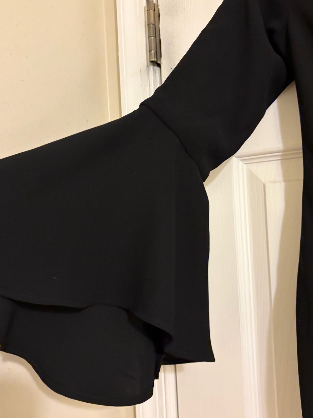 Bardot Black Off-Shoulder Midi Dress with Tiered Bell Sleeves - Picture 3 of 7